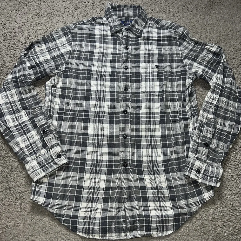 NWOT Polo‎ Ralph Lauren Mens Plaid Flannel Shirt  Gray Casual Preppy Medium